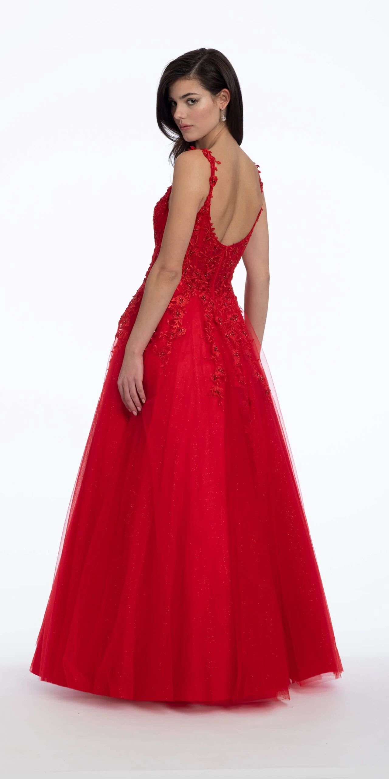 Embroidered Flower Tulle Ballgown - Image 3