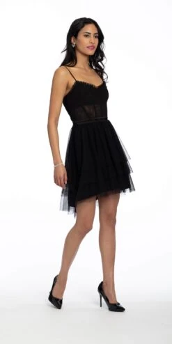 Tiered Mesh Corset Dress With Adjustable Straps