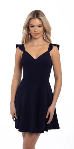 Flutter Sleeve Sweetheart Scuba Lace Back Dress