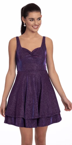 Metallic Sweetheart Single Tier Fit And Flare Dress