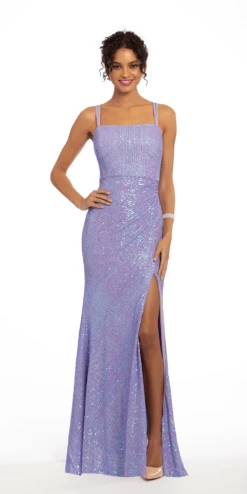 Sequin Strappy Back Ruched Column Dress