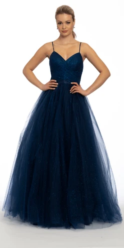 Deep Scoop Back Glitter Tulle Ballgown