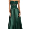 Embroidered Illusion Satin Sweetheart Ballgown With Pockets