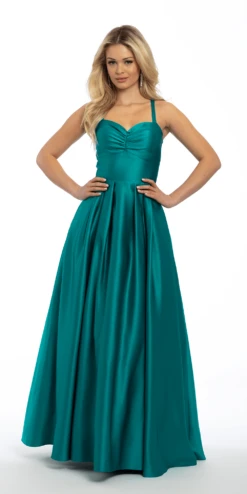 Satin Sweetheart Pleated Ballgown With Pocket