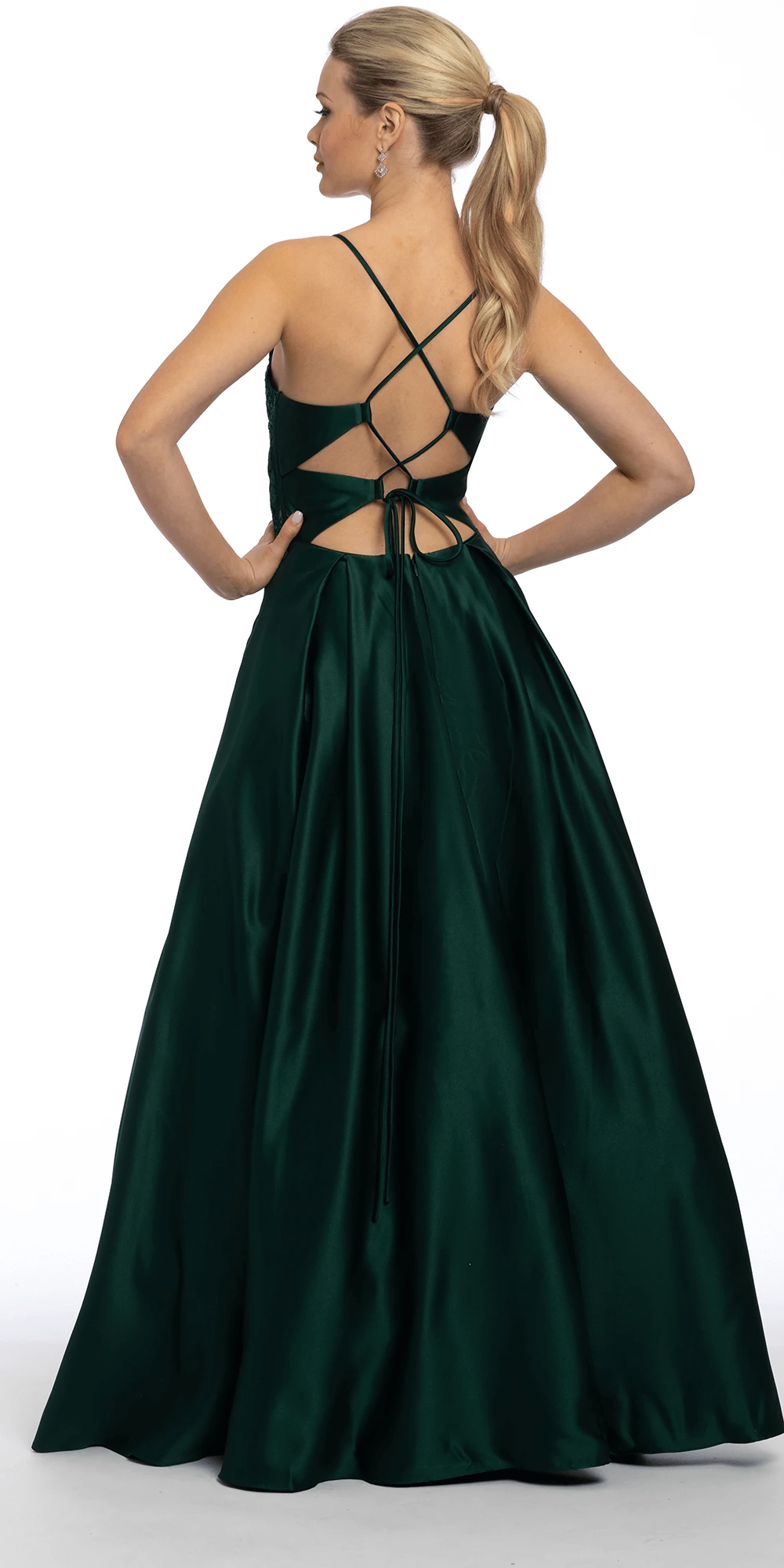 Sweetheart Embroidered Satin Corset Ballgown With Pockets - Image 2