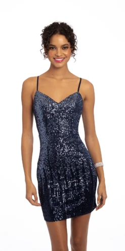 Sequin Slip Dress With Lace Up Back