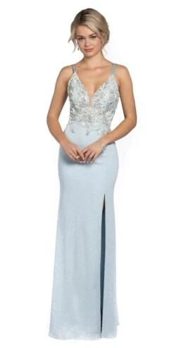 Glitter Floral Embroidered Lace Up Back Dress