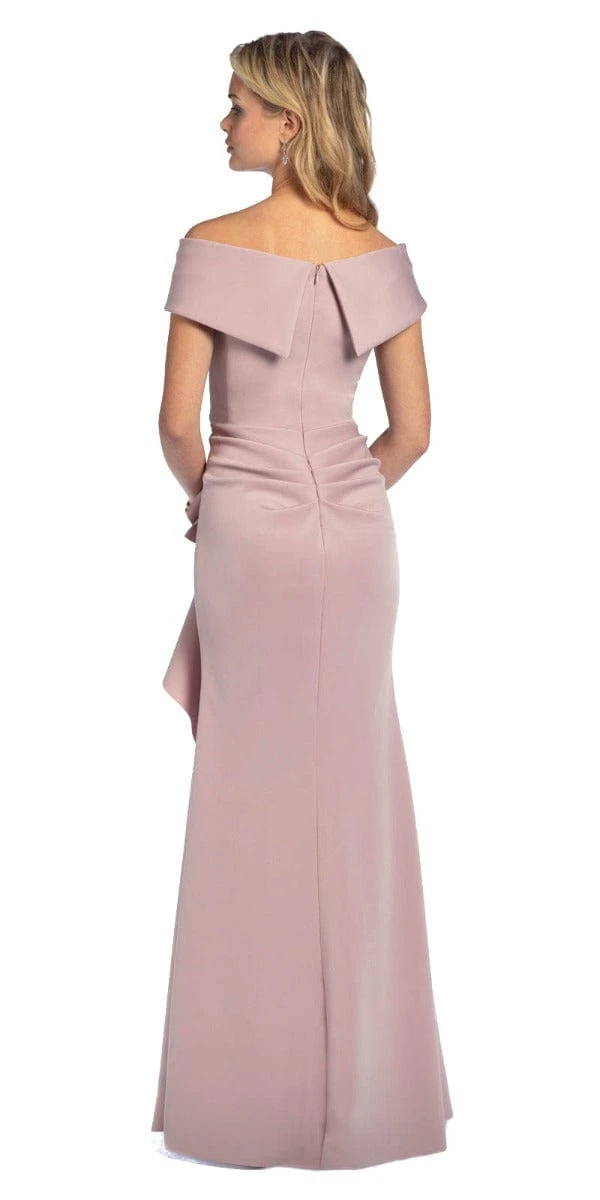 Off The Shoulder Scuba Dress With Side Ruffle - Image 2