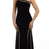Jersey One Shoulder Dress With Illusion Panels