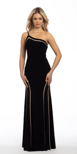Jersey One Shoulder Dress With Illusion Panels