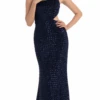 Diamond Pattern Sequin One Shoulder Trumpet Dress