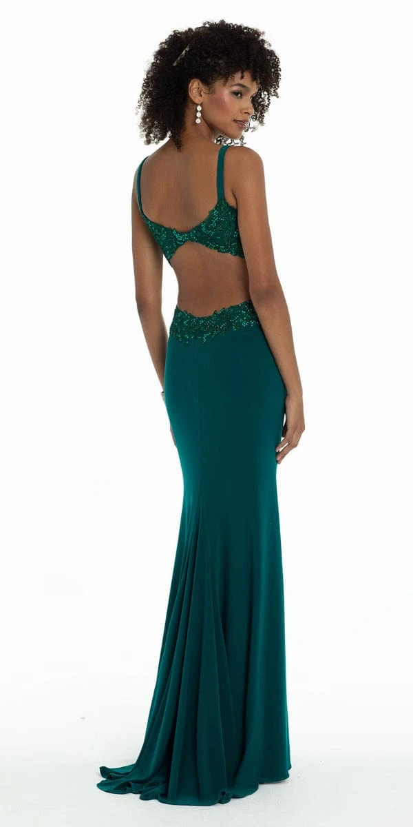 Bead Embroidered Plunging Jersey Dress - Image 2