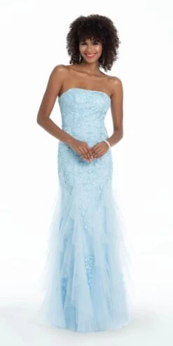 Floral Applique Mesh Sweetheart Dress