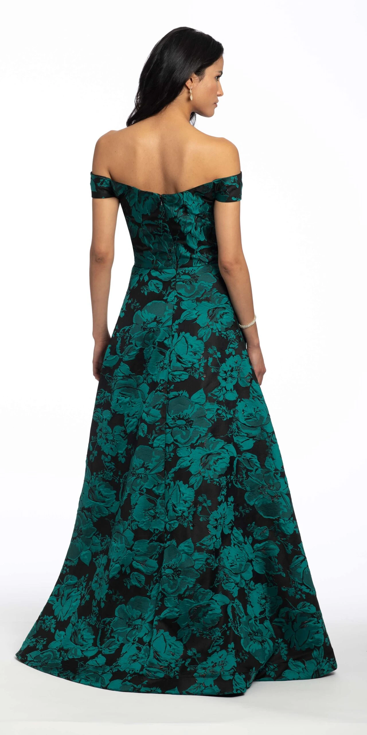 Floral Jacquard Off The Shoulder Ballgown - Image 2
