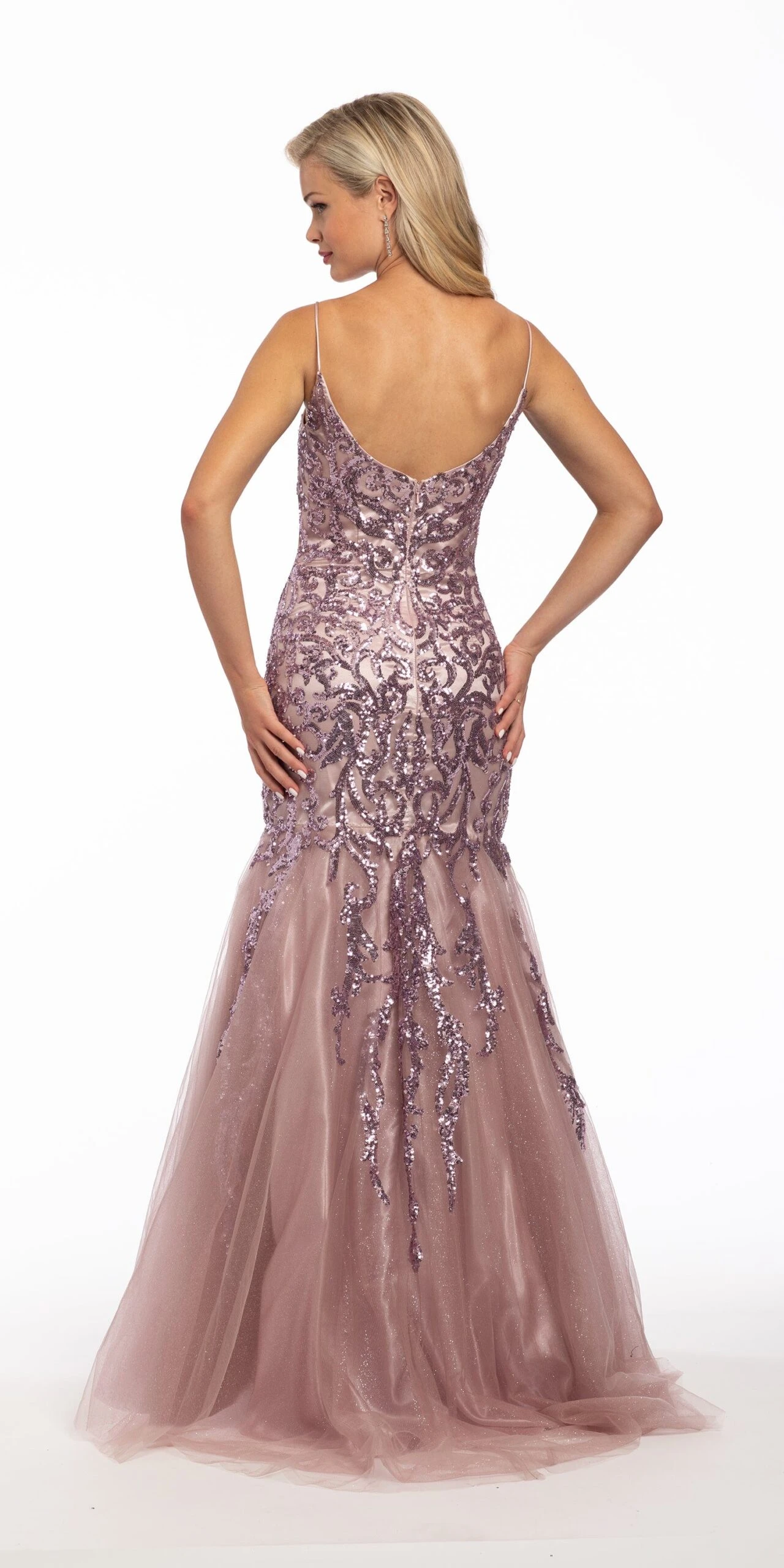 Scoop Neck Glitter Mesh Mermaid Dress - Image 2