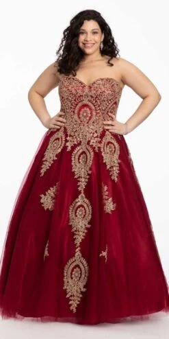 Metallic Applique Tulle Ball Gown