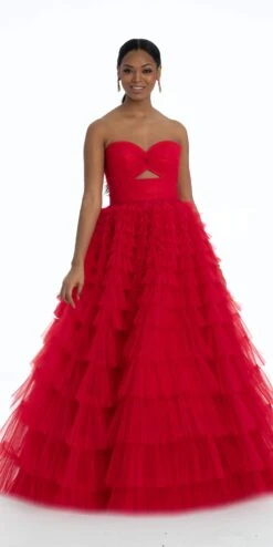 Pleated Tulle Ballgown With Peek-A-Boo Bodice