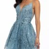 Scroll Sequin Glitter Sweetheart Fit And Flare Dress