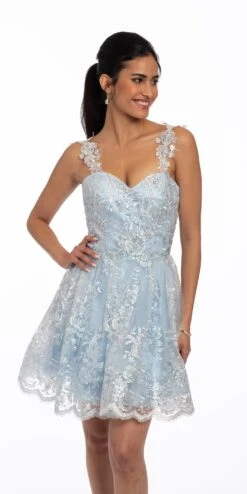 Mesh Floral Embroidered Fit And Flare Dress