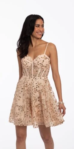 Sequin Glitter Mesh Corset Dress
