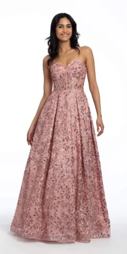 Embellish Glitter Mesh Corset Ballgown