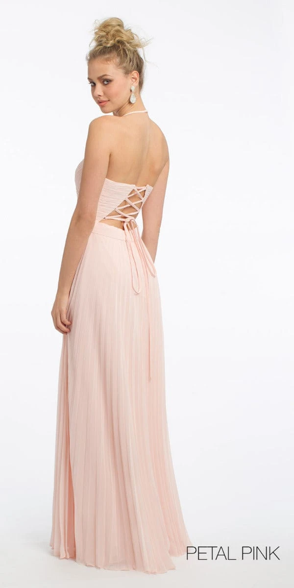 Chiffon Lace Up Back Pleat Dress - Missy - Image 5