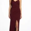 Front Slit Stretch Crepe Sweetheart Dress With Ruching