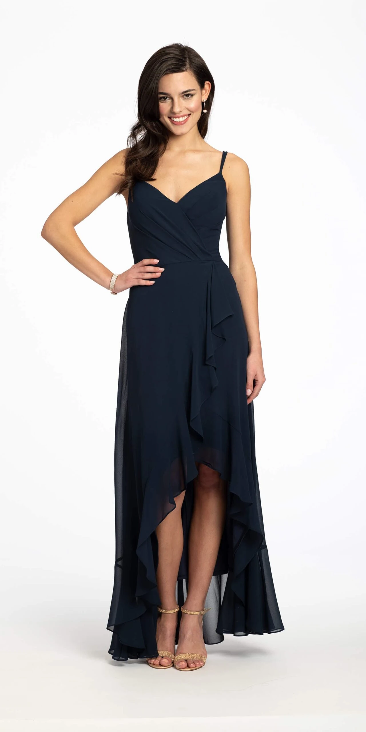 Tiered Chiffon Double Strap High Low Dress - Image 5