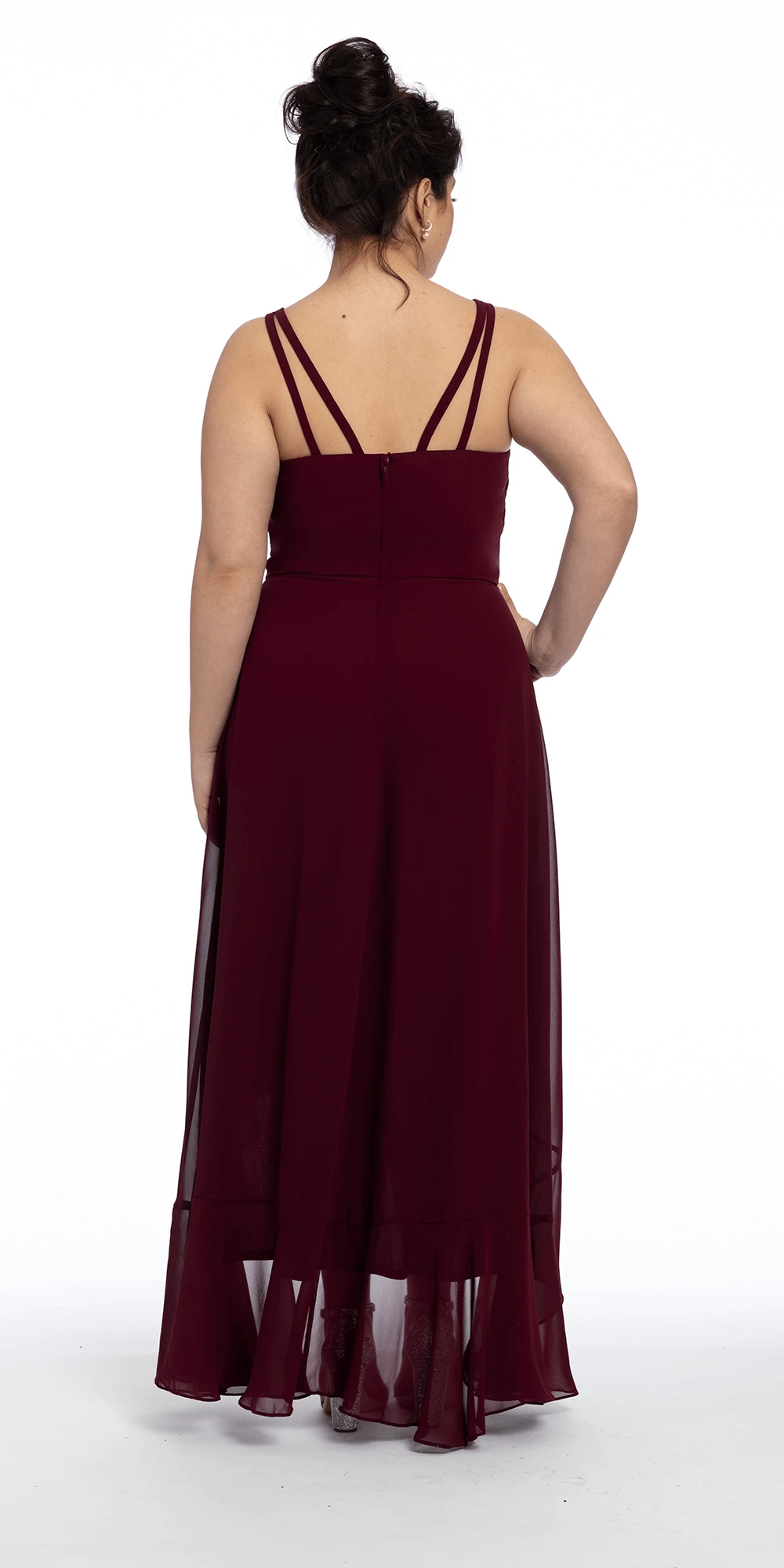 Tiered Chiffon Double Strap High Low Dress - Image 2
