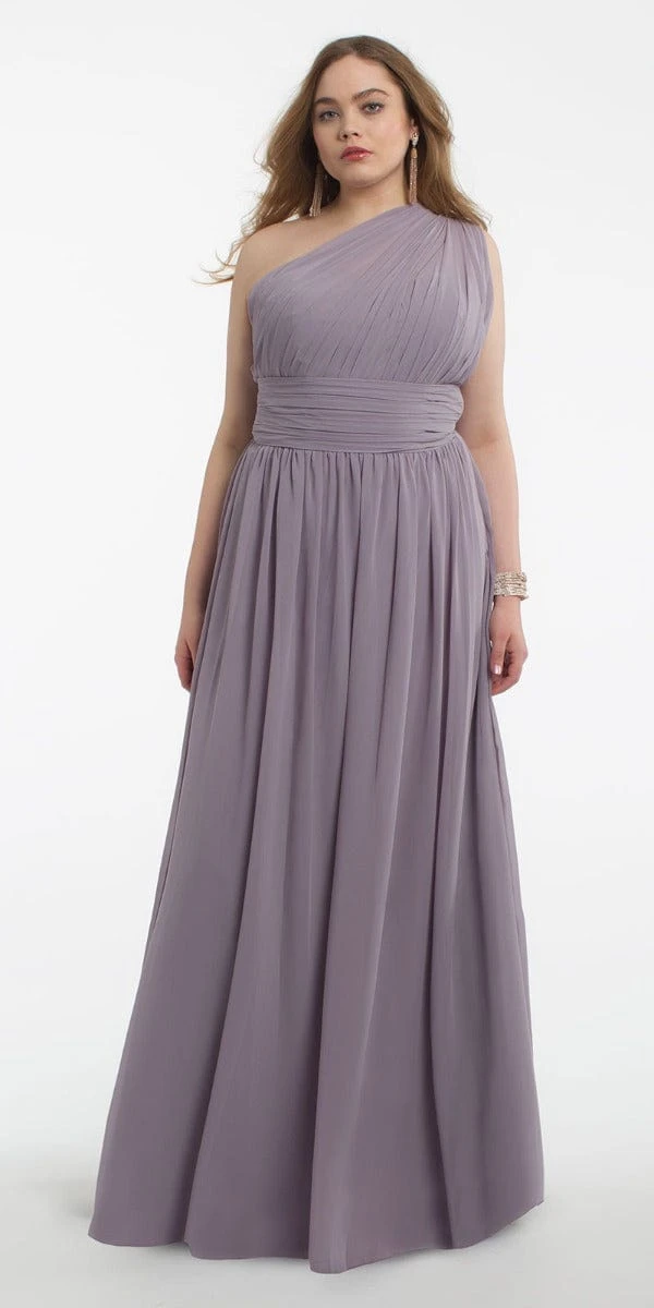 One Shoulder Illusion Bridesmaid Dress - Plus