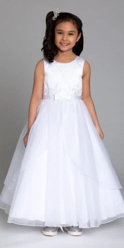 Jewel Neck Satin Organza Dress