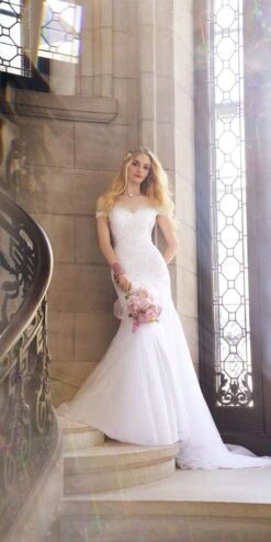 Off The Shoulder Embroidered Corset Trumpet Dress