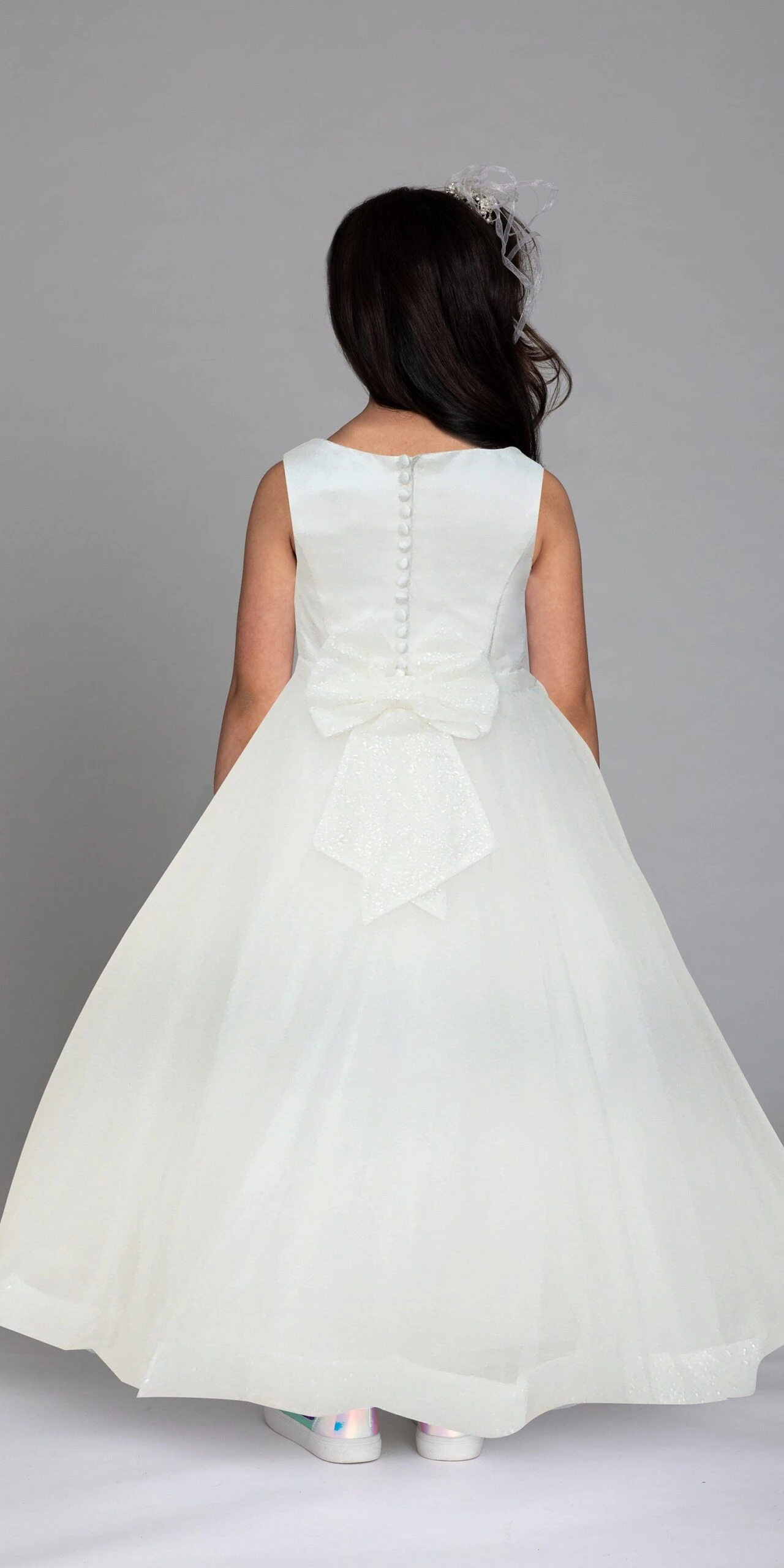 Satin Tulle Glitter Dress With Bow - Image 2