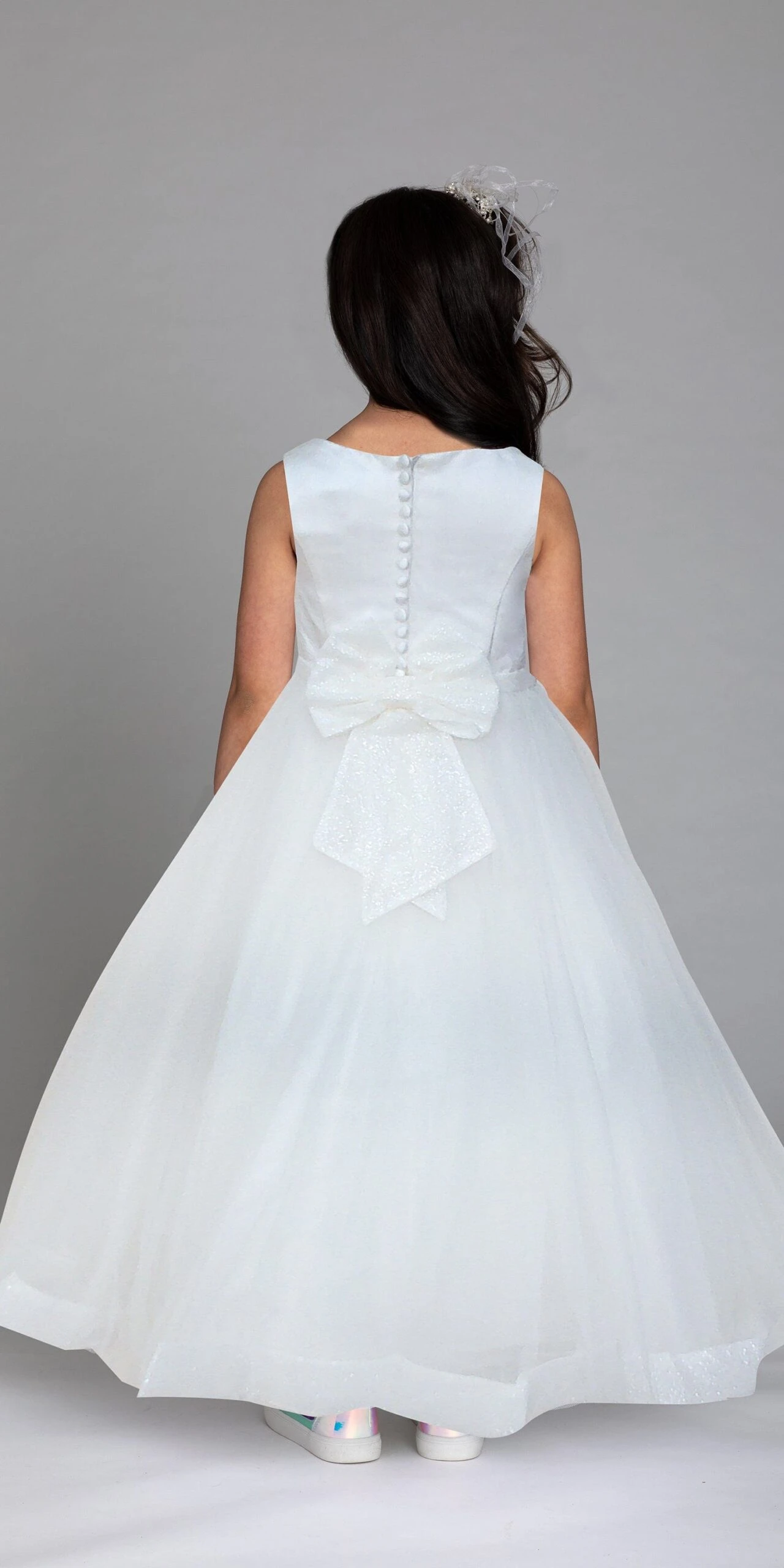 Satin Tulle Glitter Dress With Bow - Image 4