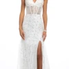 Beaded Sequin Corset Lace Up Back Dress With Side Slit