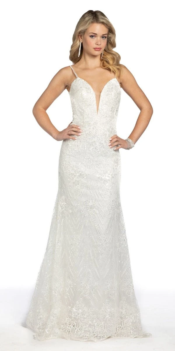 Sweetheart Lace Applique V Back Dress